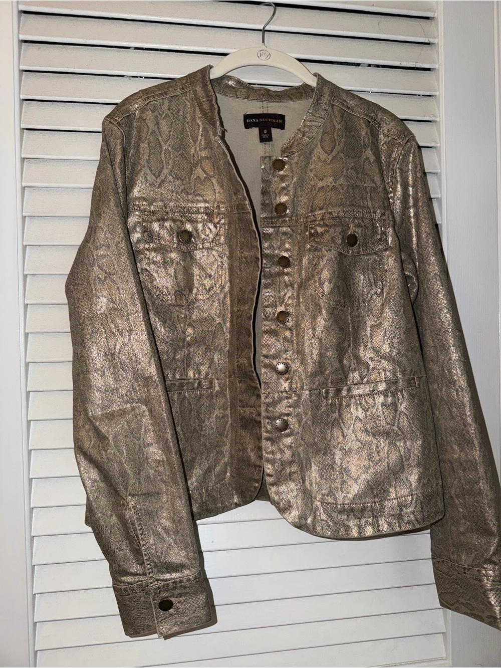 Metallic Snake-Print Jacket in Gold